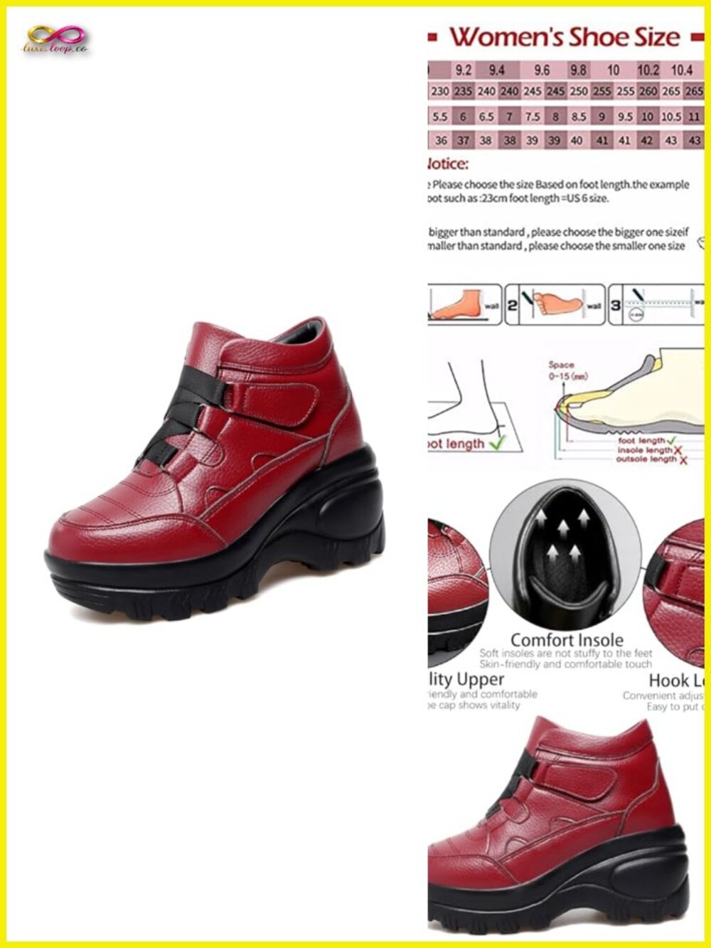 Women's Microfiber Leather Orthopedic Chunky Platform Ankle Boots Hook Loop